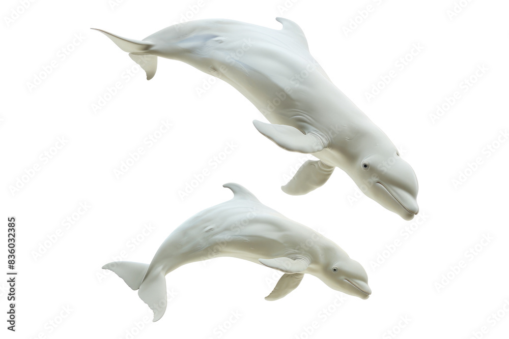 Fototapeta premium Beluga whales isolated on transparent background