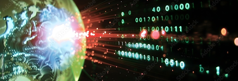 Glowing Pink and Blue Data Streams Digital Background