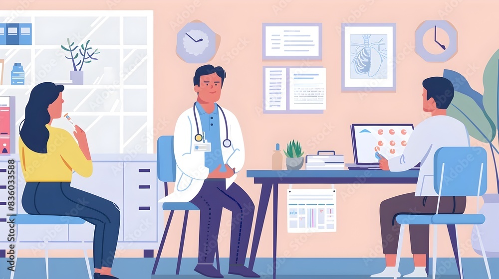 Doctor Explaining Importance of Vaccination to Patient in Consultation Room Doctor Explaining Importance of Vaccination to Patient in Consultation Room
