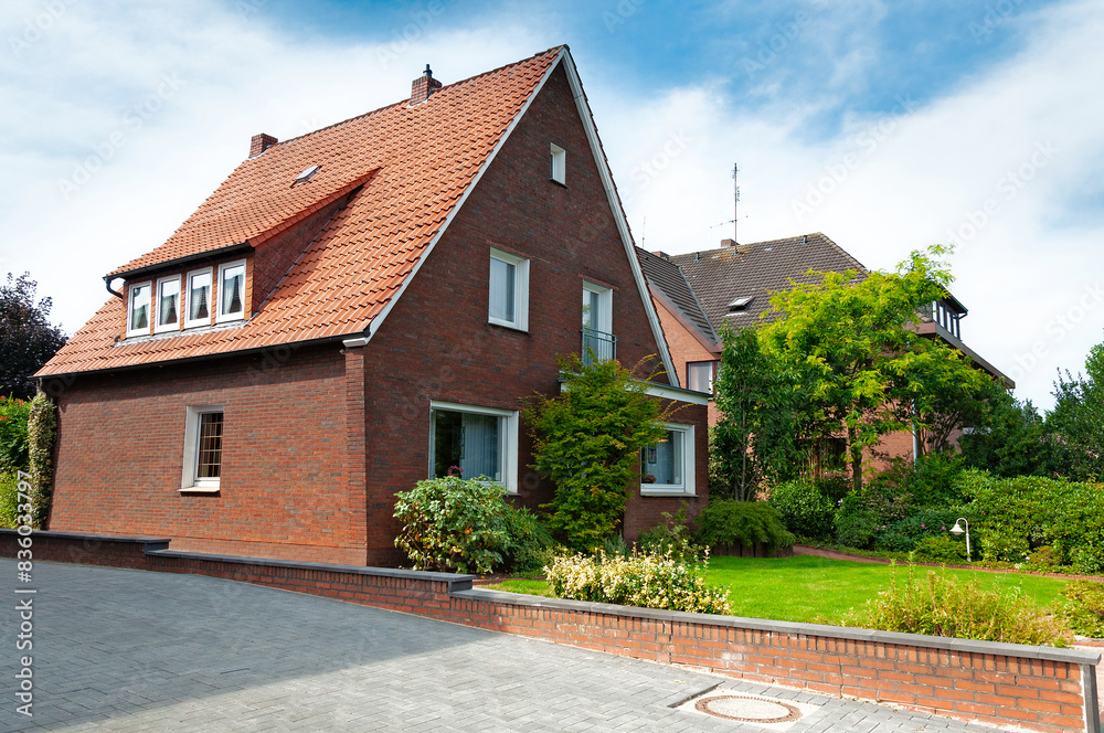 Cozy german red house. Home exterior Cozy german red house. Home exterior