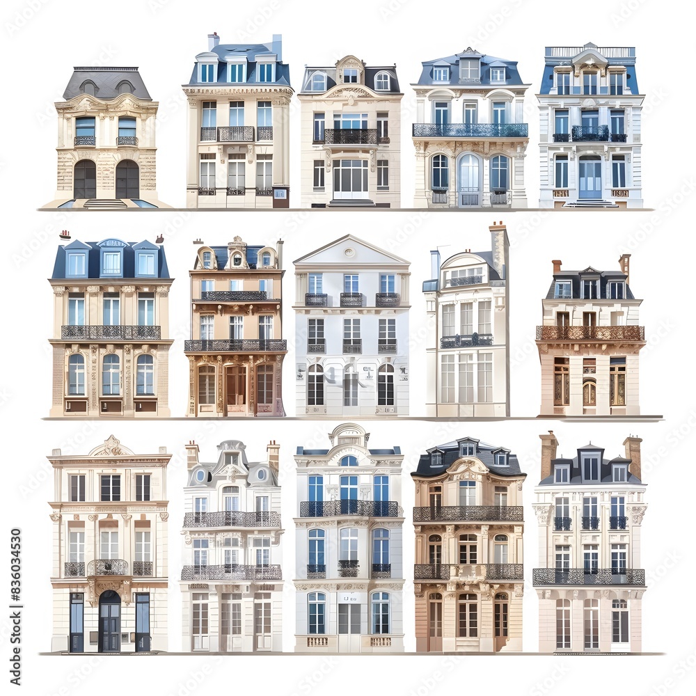 Fototapeta premium French Buildings, Charming and Historic Illustrations