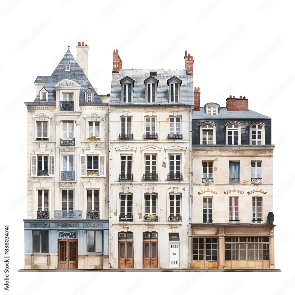 Fototapeta premium French Buildings, Charming and Historic Illustrations