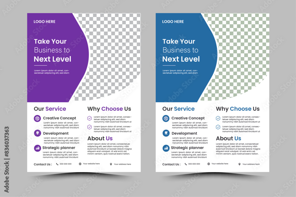 Fototapeta Corporate creative colorful business flyer template design set, abstract business flyer, vector template design or business poster template design Business Flyer Corporate Flyer Template Geometric,