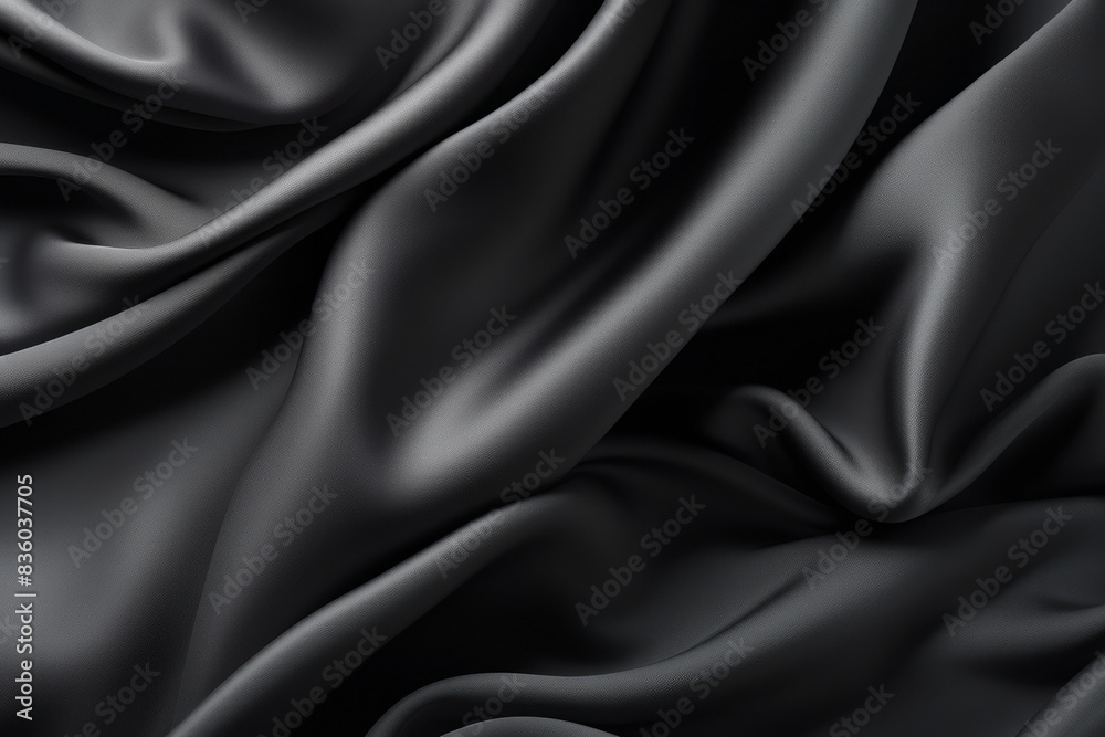 Processed collage of smooth elegant wavy deep black silk cloth fabric material texture. Background Processed collage of smooth elegant wavy deep black silk cloth fabric material texture. Background