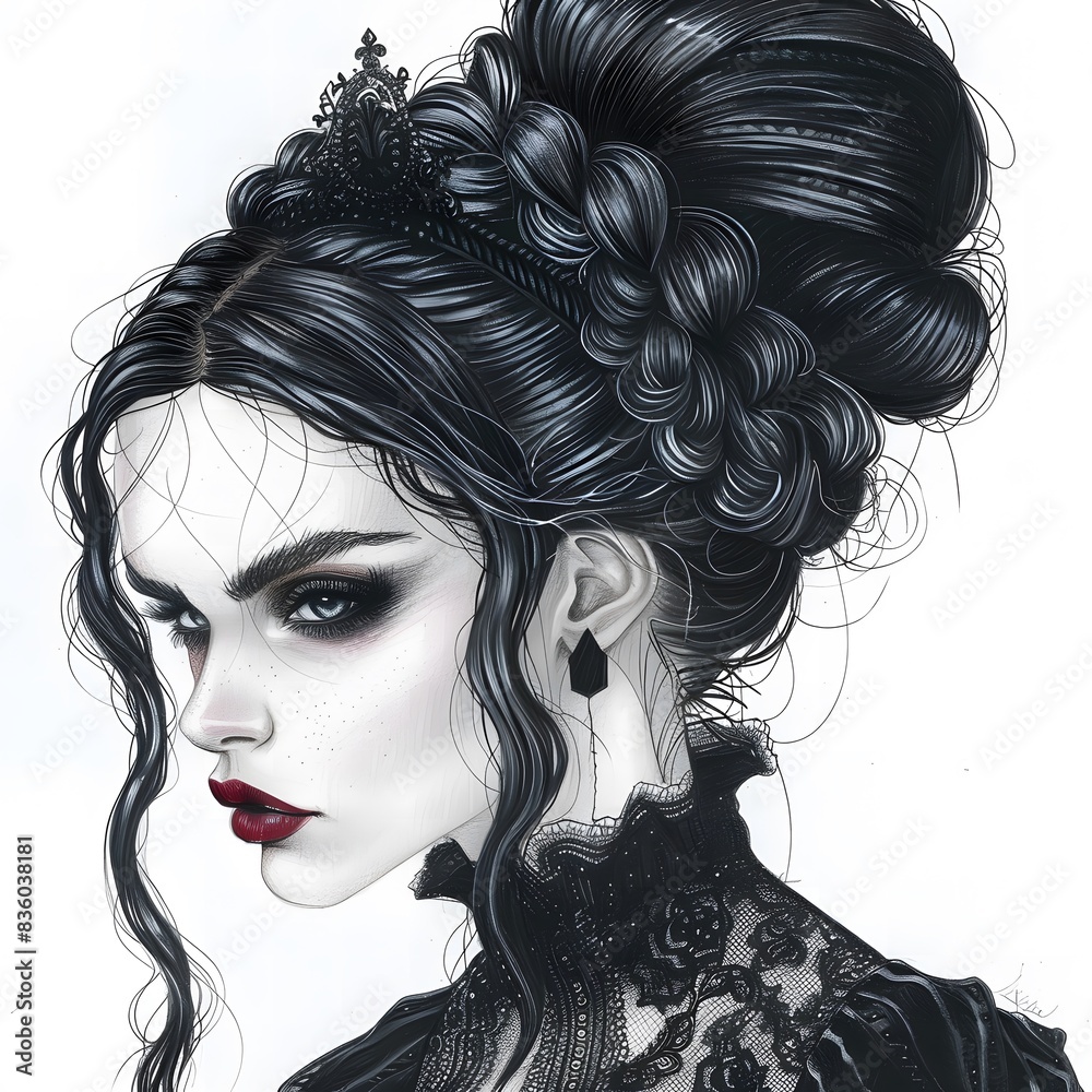 Fototapeta premium gothic hairstyles to color in grayscale