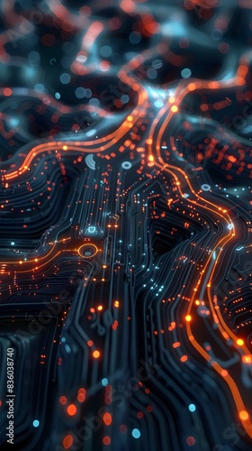 Glowing Futuristic Circuit Patterns Energy Flows Digital Network