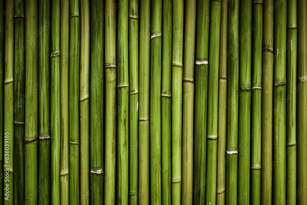 Processed collage of green bamboo fence surface texture. Background for banner, backdrop Processed collage of green bamboo fence surface texture. Background for banner, backdrop