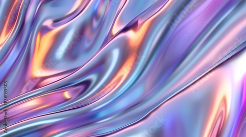 Iridescent Wave Abstract on Light Background, 3D Render