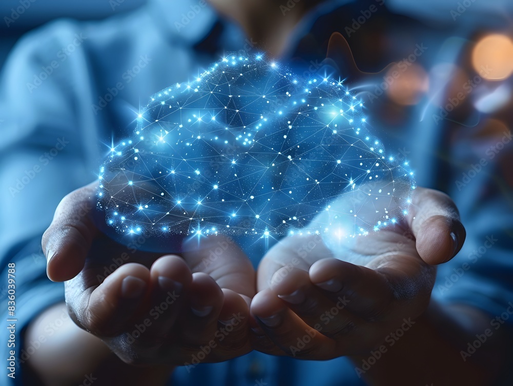 User Accessing a Global Cloud Network Symbolizing Unlimited Digital Reach and Cloud Computing Concept User Accessing a Global Cloud Network Symbolizing Unlimited Digital Reach and Cloud Computing Concept