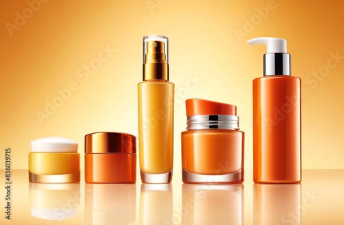 Discover the ultimate skincare solution with our luxurious orange and gold packaging photo