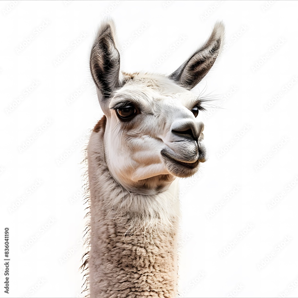 Obraz premium cute watercolor llama with gray and beige colors