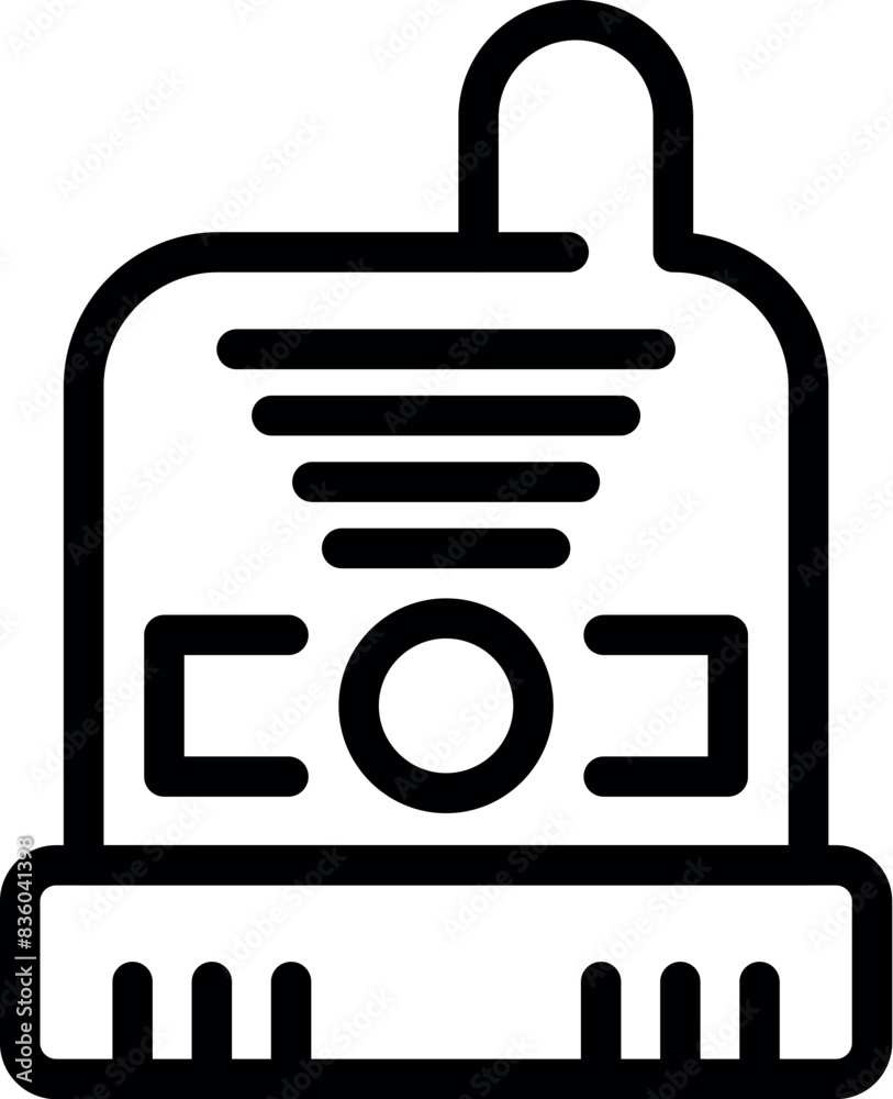 Minimalist black and white vector illustration of a handheld vacuum cleaner icon for cleaning equipment. With simple line art and isolated flat design Minimalist black and white vector illustration of a handheld vacuum cleaner icon for cleaning equipment. With simple line art and isolated flat design