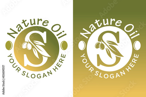nature olive design with letter s modern concept