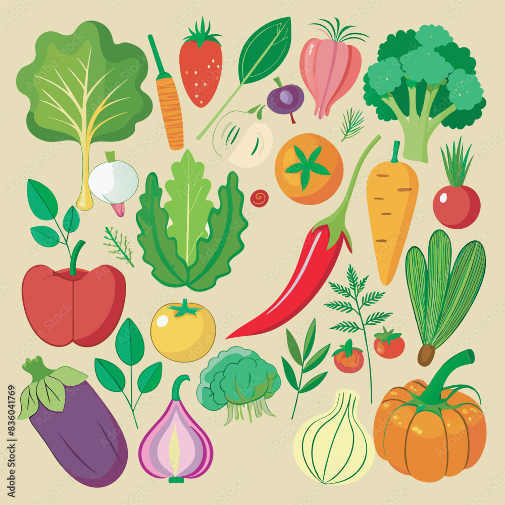 set of vegetables vector set of vegetables vector