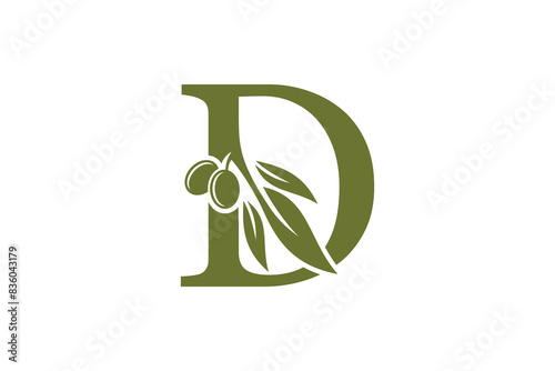 olive oil design with letter d concept