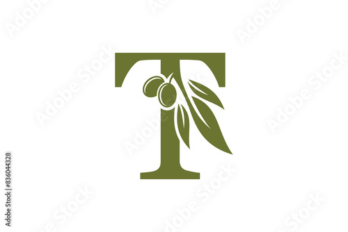 olive oil design with letter t concept