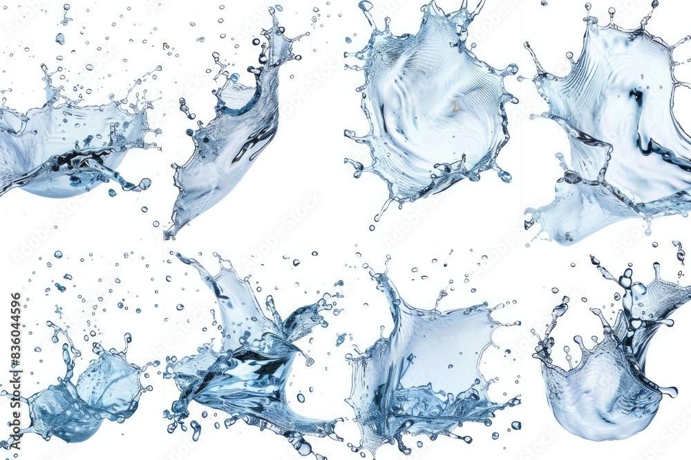 Blue Water Splash Collection. Illustration on Clean White Background Blue Water Splash Collection. Illustration on Clean White Background