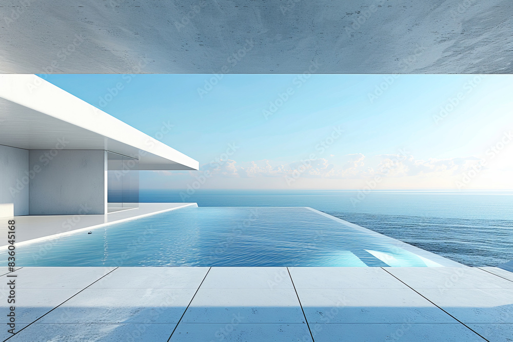 Fototapeta premium Modern buildings by the lake. Empty architectural background.