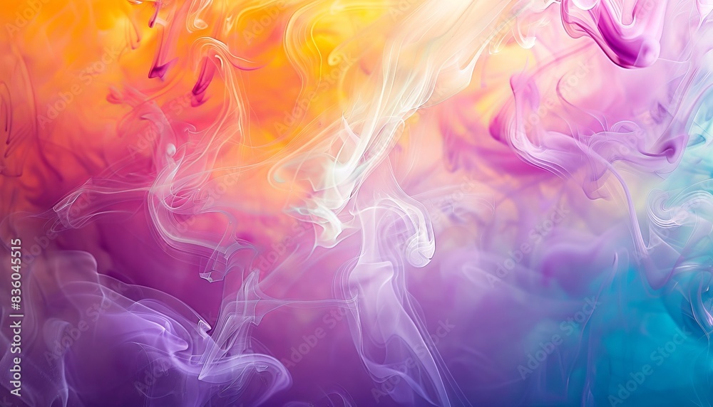 Fototapeta premium Colorful Abstractions: A Mesmerizing Mix of Acrylic Drops and Bright Smoke in Water