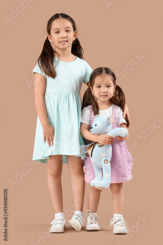 Cute little Asian happy sis...