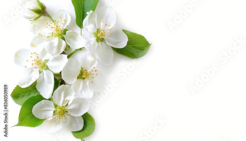 Blooming Apple Flowers: A Beautiful Spring Blossom on a White Background