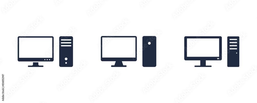Computer icon set. Computer desktop vector icon, pc symbol. PC icon collection Computer icon set. Computer desktop vector icon, pc symbol. PC icon collection
