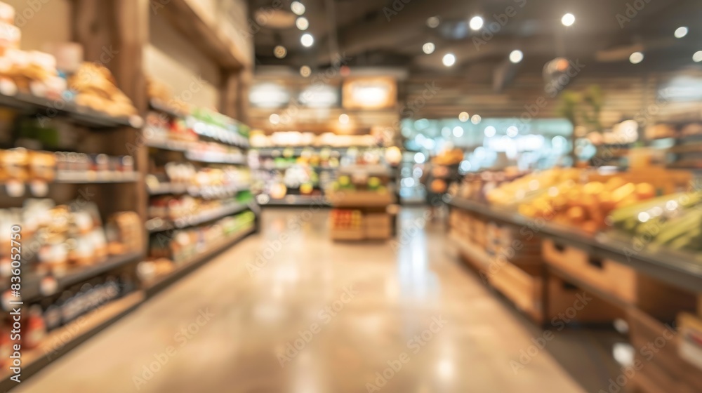Blurred image of a grocery store interior with shelves filled with various products under bright lighting. Concept of shopping, retail, and consumerism.
Blurred image of a grocery store interior with shelves filled with various products under bright lighting. Concept of shopping, retail, and consumerism.