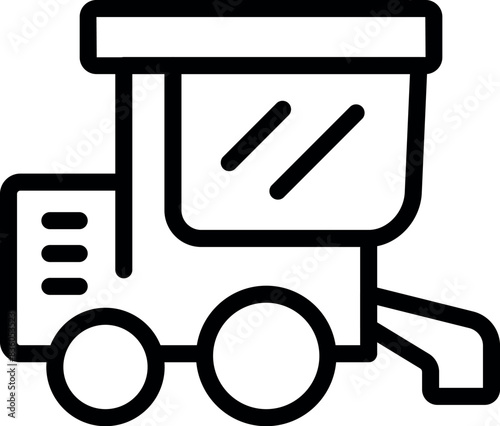 Simple black and white line art illustration of a locomotive train engine icon
