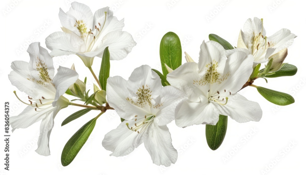 Blooming Azaleas: Elegant White Flowers in Isolation Blooming Azaleas: Elegant White Flowers in Isolation