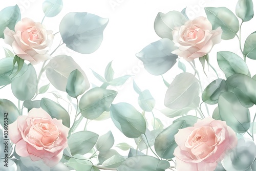 pretty watercolor flowers in pink and green

