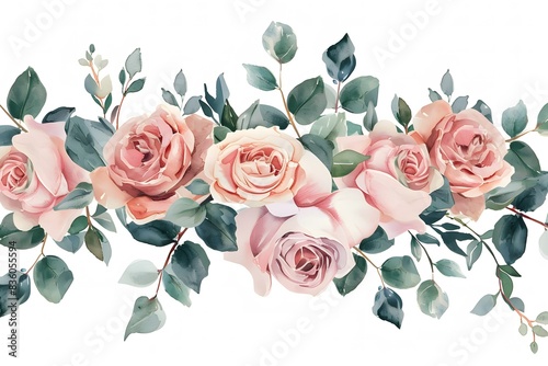 pretty watercolor flowers in pink and green

