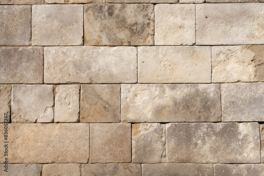 Fototapeta premium Processed collage of ancient yellow block wall texture. Background for banner, backdrop or texture