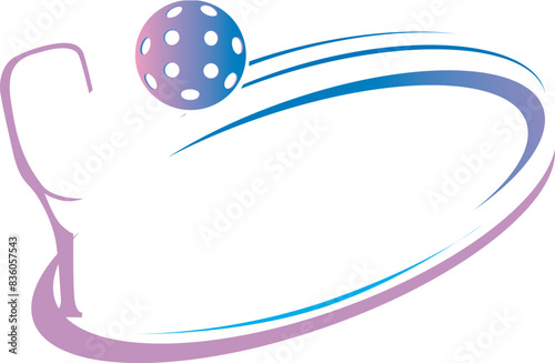Pickleball game logo with ball and racket isolated on white background. Background excluded