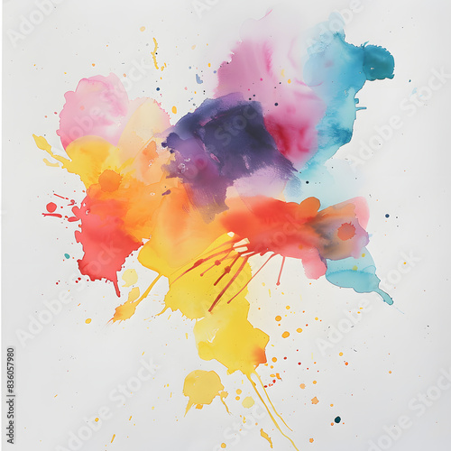 Artistic watercolor splash on white background