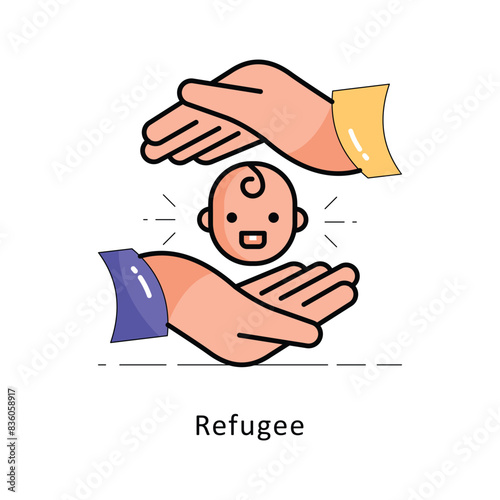 Refugee filled outline Design illustration. Symbol on White background EPS 10 File