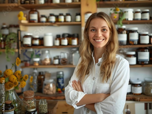 Smiling Naturopathic Doctor in Herbal Wellness Clinic