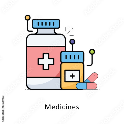 Medicines outline filledDesign illustration. Symbol on White background EPS 10 File