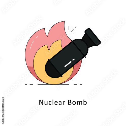 Nuclear Bomboutline filledDesign illustration. Symbol on White background EPS 10 File