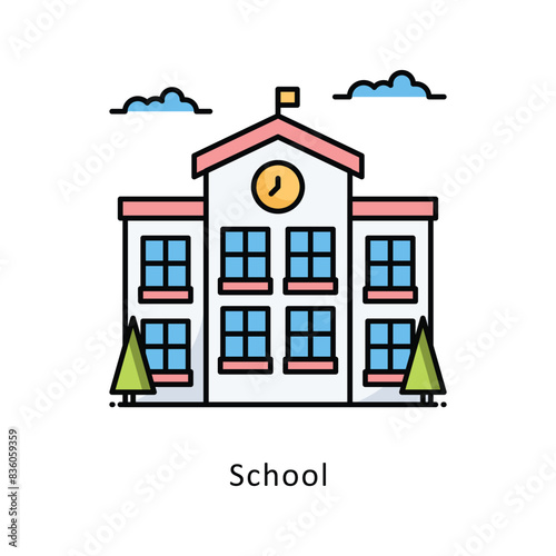 School outline filledDesign illustration. Symbol on White background EPS 10 File