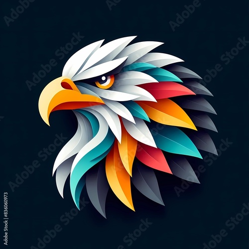 A striking representation of an eagle's head, crafted in a paper art style