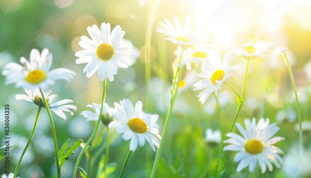 Gorgeous Chamomile Blooms: A Captivating Springtime Meadow Scene Gorgeous Chamomile Blooms: A Captivating Springtime Meadow Scene