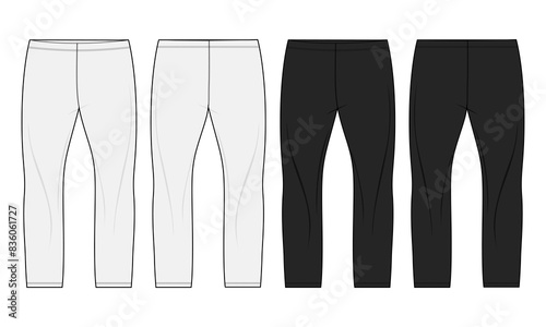 Technical drawing Legging pant vector illustration  template front and back views