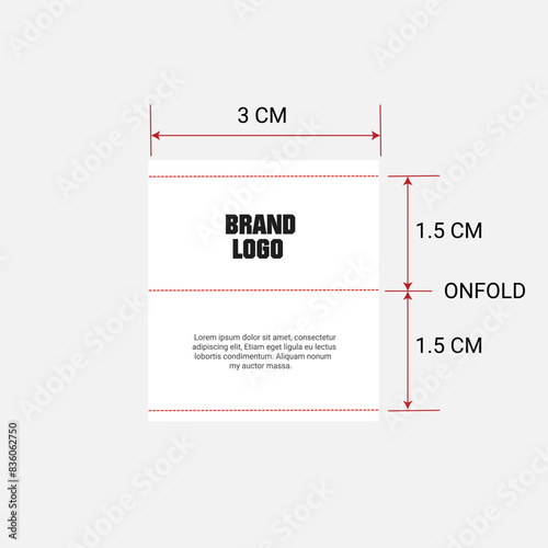 Garment Care label design vector illustration template with measurements details. Use for design all type of clothing 