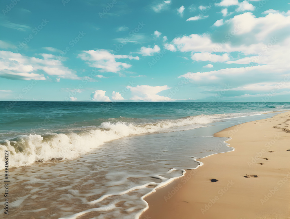 Beautiful beach. Chairs on the sandy beach near the sea. Summer holiday and vacation concept for tourism. Inspirational tropical landscape Beautiful beach. Chairs on the sandy beach near the sea. Summer holiday and vacation concept for tourism. Inspirational tropical landscape