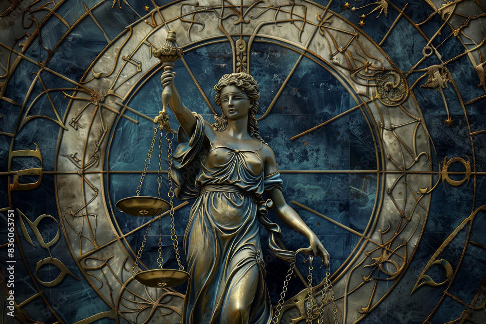 Obraz premium wallpaper of spiritual astrological zodiac sign libra