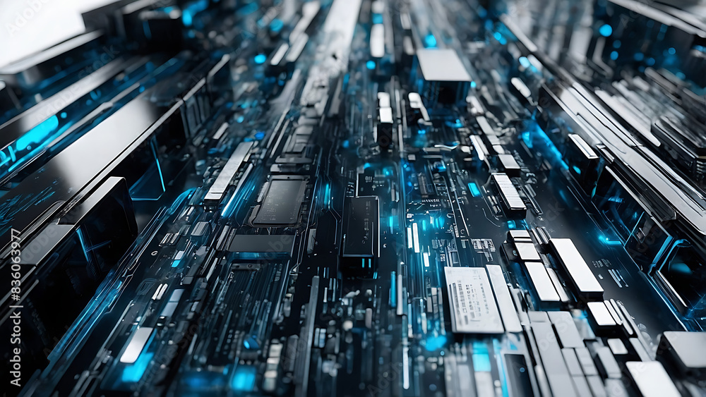 Blue and Black Futuristic Technology Abstract - Digital Innovation Blue and Black Futuristic Technology Abstract - Digital Innovation
