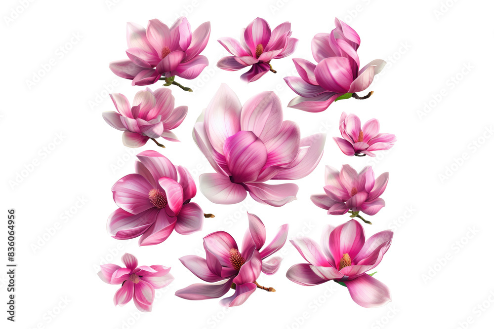 Fototapeta premium Spring season pink magnolia flower isolated on transparent background