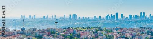 Istanbul city panorama, view of Osmanbey district from Uskudar Camlica hill. Istanbul cityscape