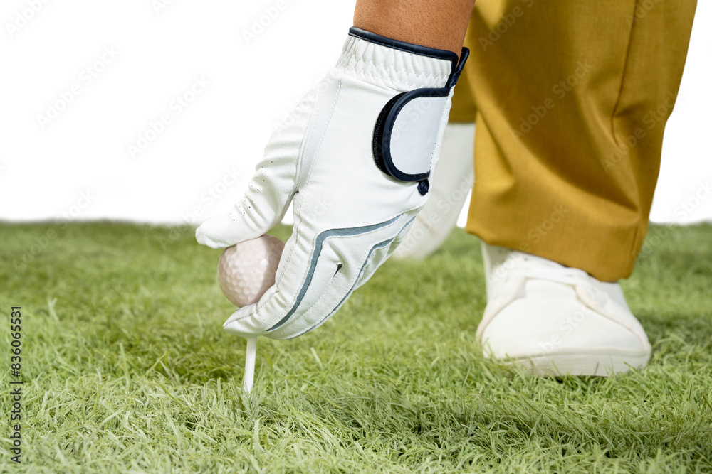 Obraz premium Golfer preparing to tee off