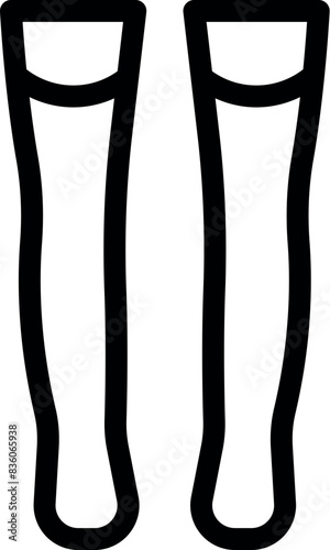 Vector illustration of a simple black and white outline of a pair of kneehigh socks